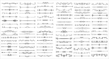 página divisor e Projeto elementos. conjunto do vários simples Preto divisor projeto, sortido divisor coleção modelo vetor. coleção do floral divisores elementos mega decoração para caligrafia. vetor
