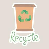 vetor isolado adesivo do uma Lixo pode com uma reciclar placa
