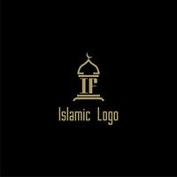 E se inicial monograma para islâmico logotipo com mesquita ícone Projeto vetor