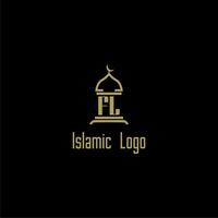 fl inicial monograma para islâmico logotipo com mesquita ícone Projeto vetor