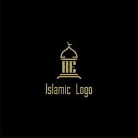 ré inicial monograma para islâmico logotipo com mesquita ícone Projeto vetor