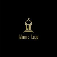 Libra inicial monograma para islâmico logotipo com mesquita ícone Projeto vetor