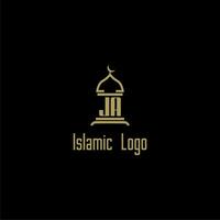 ja inicial monograma para islâmico logotipo com mesquita ícone Projeto vetor