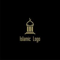 Uh inicial monograma para islâmico logotipo com mesquita ícone Projeto vetor