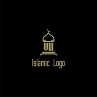 vn inicial monograma para islâmico logotipo com mesquita ícone Projeto vetor