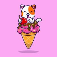 fofa Shiba inu em gelo creme cone desenho animado vetor ícone ilustração. animal Comida ícone conceito isolado Prêmio vetor. plano desenho animado estilo