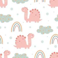 Padrão de dinossauro fofo - papel digital de dinossauro infantil desenhado à mão vetor