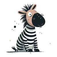 zebra vetor ilustração. fofa mão desenhado zebra dentro listrado roupas.