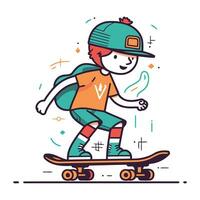 skatista Garoto em skate. vetor ilustração dentro desenho animado estilo.