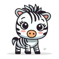 fofa zebra desenho animado personagem vetor ilustração. fofa kawaii animal.