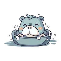 fofa hipopótamo desenho animado personagem dentro uma banho. vetor ilustração.