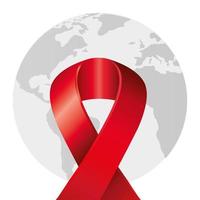 fita de conscientização do dia da aids com o planeta Terra vetor