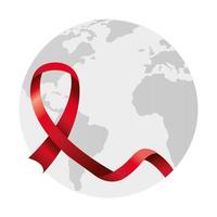 fita de conscientização do dia da aids com o planeta Terra vetor