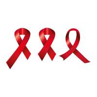 conjunto de fitas de conscientização do dia de AIDS isolado ícone vetor
