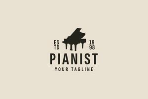 vintage estilo piano logotipo vetor ícone ilustração