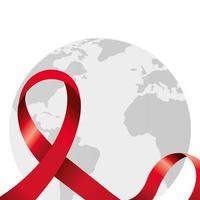 fita de conscientização do dia da aids com o planeta Terra vetor