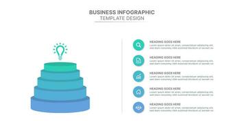 moderno hierarquia infográfico Projeto modelo com cinco opções vetor