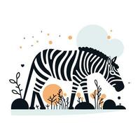 zebra dentro a floresta. vetor ilustração dentro uma plano estilo.