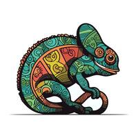 colorida camaleão dentro rabisco estilo. vetor ilustração