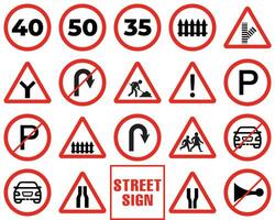 Steet Atenção sinais definir, estrada Atenção sinais conjunto vetor