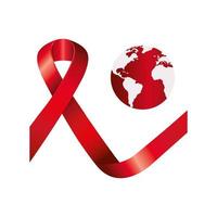 fita de conscientização do dia da aids com o planeta Terra vetor