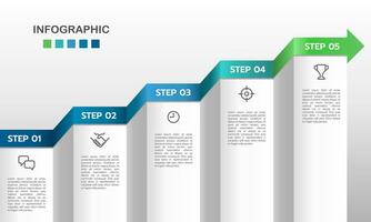 infográfico 5 passos para sucesso modelo. desenvolvimento processo. vetor ilustração.
