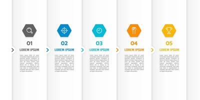 5 processo para negócios. infográfico 5 passos ou opção Projeto modelo. vetor ilustração.