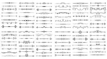 página divisor e Projeto elementos. conjunto do vários simples Preto divisor projeto, sortido divisor coleção modelo vetor. coleção do floral divisores elementos mega decoração para caligrafia. vetor