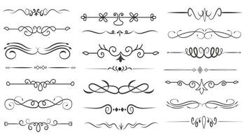 página divisor e Projeto elementos. conjunto do vários simples Preto divisor projeto, sortido divisor coleção modelo vetor. coleção do floral divisores elementos mega decoração para caligrafia. vetor