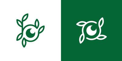 a logotipo combina uma lente forma com plantas fez dentro uma minimalista linha estilo. vetor