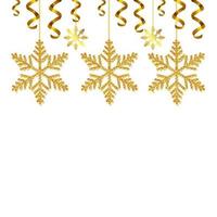 flocos de neve dourados de natal pendurado ícone isolado vetor