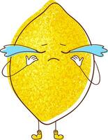 a imagem do uma choroso limão, Está cítrico emoções fluindo com lágrimas. vetor