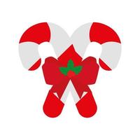 bastões doces Natal com ícone de fita de arco isolado vetor