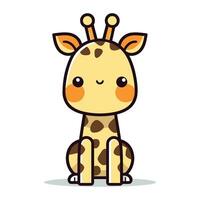 fofa girafa sentado desenho animado mascote personagem vetor ilustração