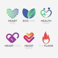 coleção de logotipo de formas de coração vetor