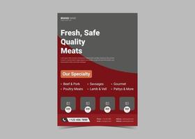 modelo de design de folheto de entrega de carne fresca vetor