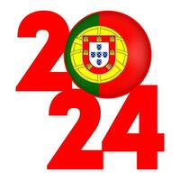 feliz Novo ano 2024 bandeira com Portugal bandeira dentro. vetor ilustração.