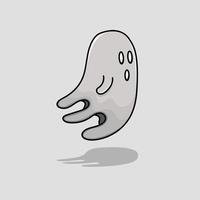 Halloween fantasma isolado estilo cartoon com contorno e sombra vetor