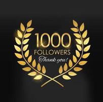 1000 seguidores, experiência de agradecimento para amigos da rede social vetor