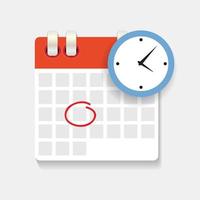 ícone de calendário e relógio. conceito de agenda, nomeação.