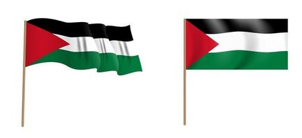 Bandeira de ondulação naturalista colorida do estado da Palestina. vetor