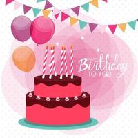 fundo de cartaz de feliz aniversário com bolo. ilustração vetorial vetor