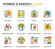 Conjunto simples de indústria de energia e ícones de linha de energia para o site e aplicativos móveis vetor