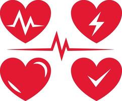 coração ícone para médico clínica. cardio ícones conjunto vetor. vetor
