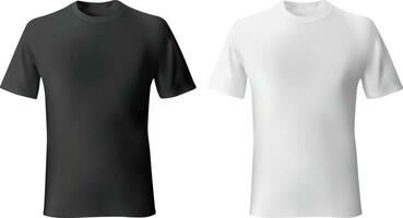 Preto e branco masculino camiseta modelo realista brincar vetor