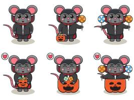 mouse conjunto de halloween vampiro vetor