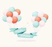 cor brilhante feliz aniversário balões banner fundo vetor il