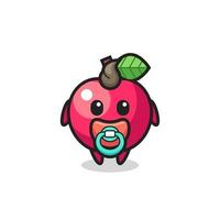 personagem de desenho animado bebê maçã com chupeta vetor
