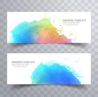 Conjunto elegante banner aquarela colorida vetor