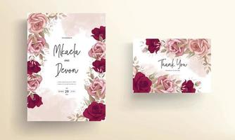 elegante cartão de convite de casamento com lindas rosas marrons vetor